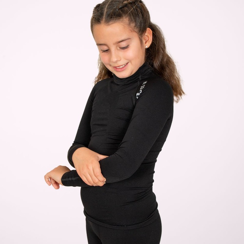 Thermoshirt met lange mouwen voor kinderen zwart